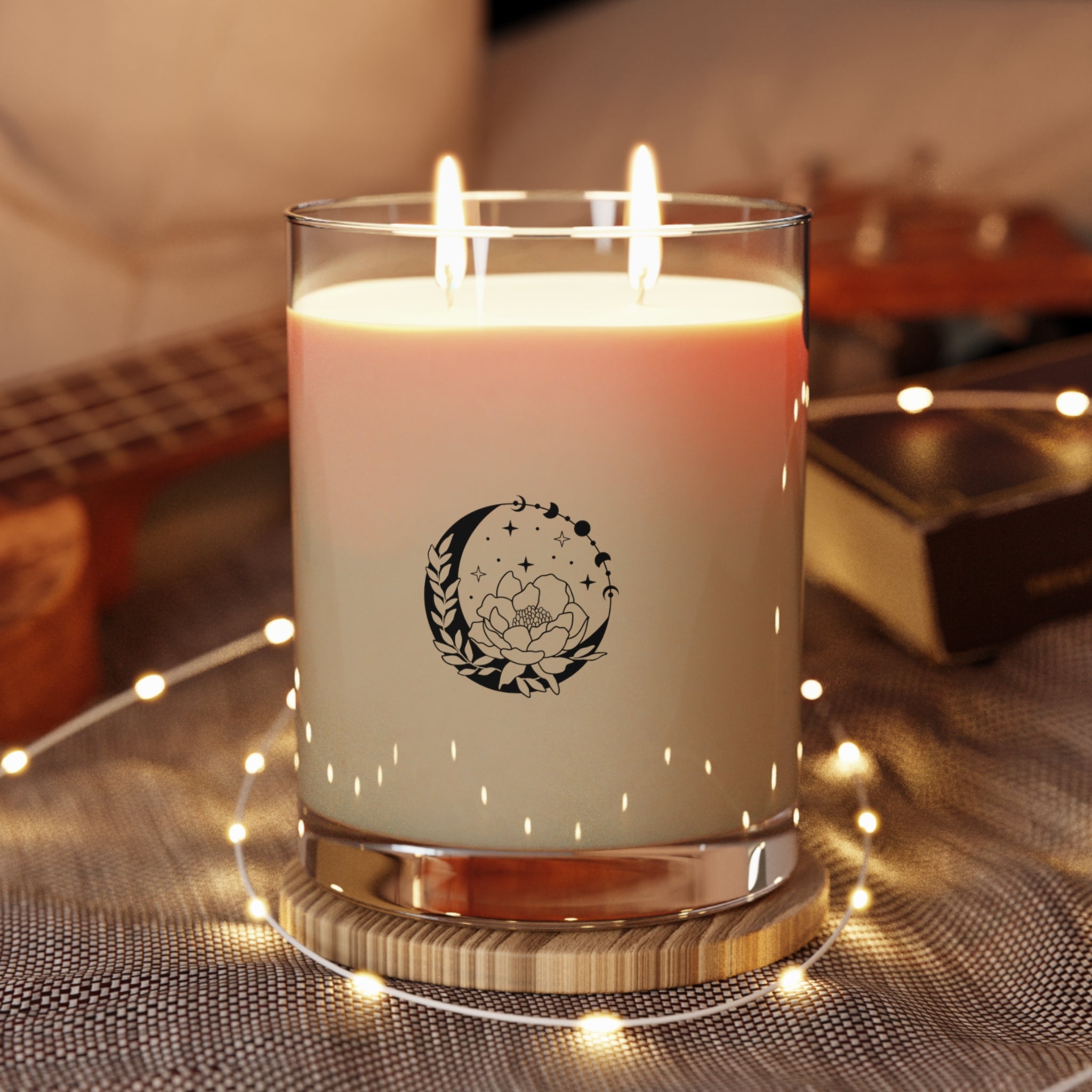 11oz Glass Scented Candle — Floral Moon & Stars Soy Candle